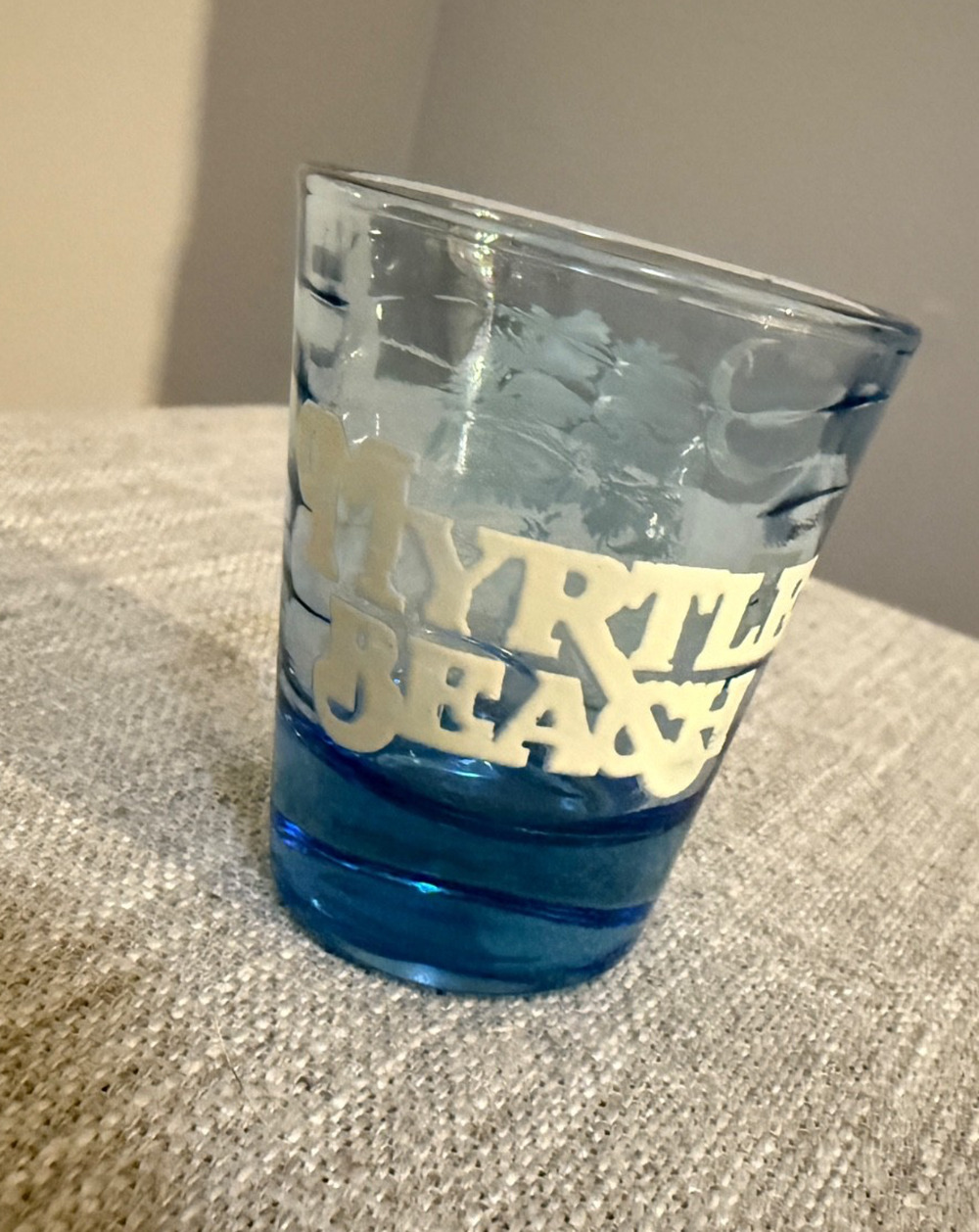 🌴 Myrtle Beach Blue Glass Shot Glass | Palm Tree & Moon | 2.5” Tall